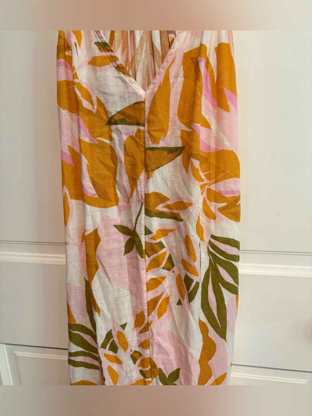 C&C California SleevelessBraided StrapLinen Blend Midi DressTropical FloralPrint - Picture 2 of 6